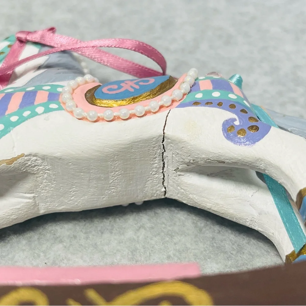 Rocking Horses Folk Art Hand Painted Wooden‎ Pony Nursery Pastel Pink Blue Decor